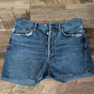 Agolde Dee Distressed Buttonup High Waisted Cutoff Jean Shorts Size 29